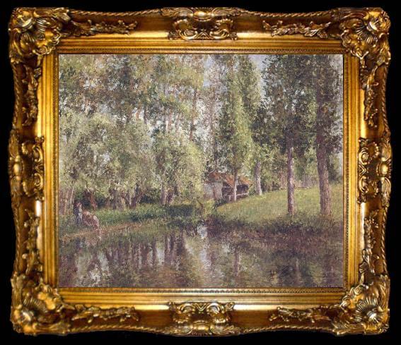 framed  Camille Pissarro The Wash House at Bazincourt, ta009-2